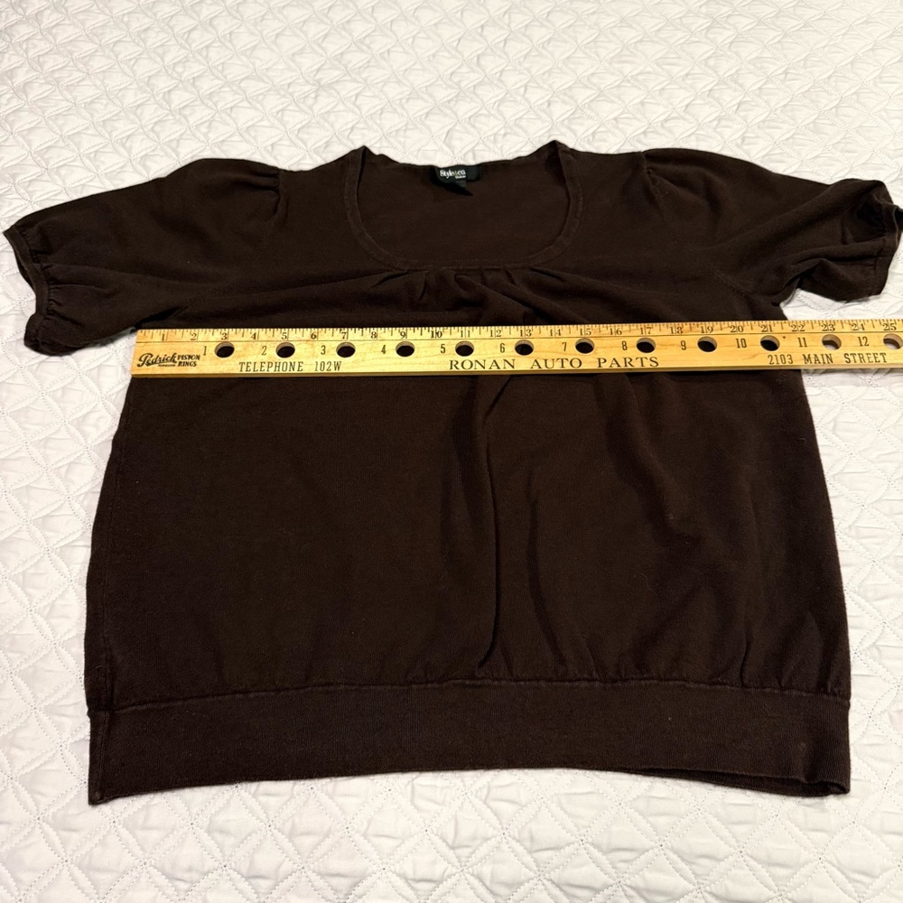 Style & Co. Dark Brown Short Sleeve Sweater 1X - Picture 3 of 9